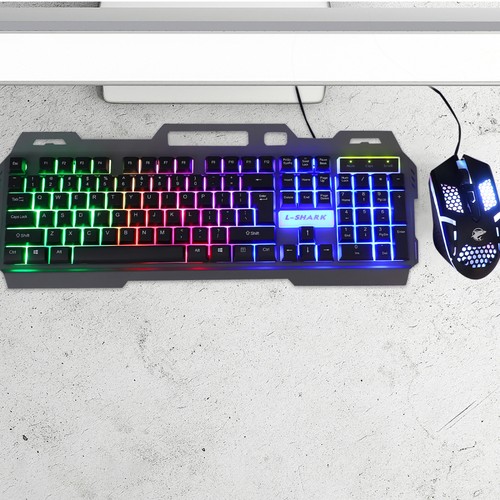 Colorful Backlight Computer Gaming Keyboard Mouse Set Floating Keycap - Zdjęcie 2 z 12