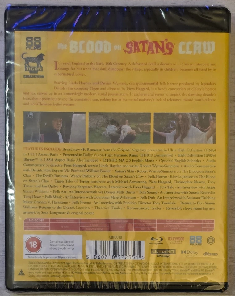 The Blood On Satan's Claw 4K UHD + Blu Ray - Brand New & Sealed - Image 2 of 2