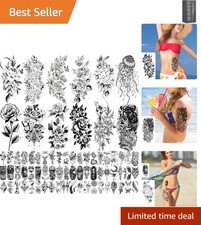 Large Variety 82 Sheet Temporary Tattoos - Waterproof Rose  Floral Designs