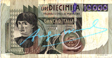 Andy Warhol  10.000  Lire   ORIGINAL  SIGNIERT  von  Andy Warhol