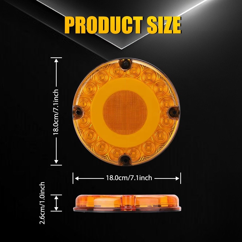 2PC in 7" Round Amber LED Tail Light Brake Turn Signal DRL Truck Bus Trailer Van thumbnail 8