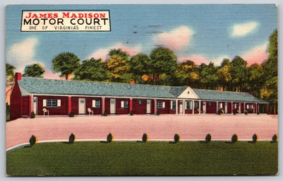 #ad #ad Postcard James Madison Motor Court Port Royal Virginia linen 1956 D379 $7.46