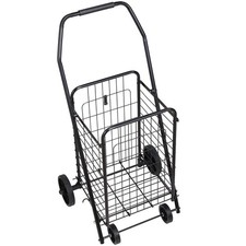 Shopping Cart, Folding Utility Cart with Swivel Wheels, Holds 90 LBS 