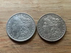 US Morgan Silver Dollars 2 coins circulated details Pre 1904 Lot FY1