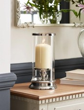 Laura Ashley @Next Glass Silver Cylinder Hurricane Lamp candle holder Home Decor
