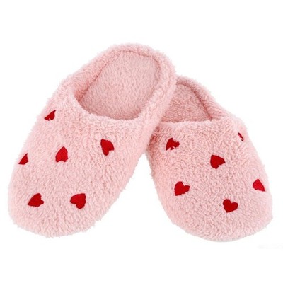 CTM Damen Love Heart Print Hausschuhe