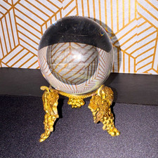 Glass Ball Sphere w/ Ornate Grapevine Stand, Approx. 3.5 Inch