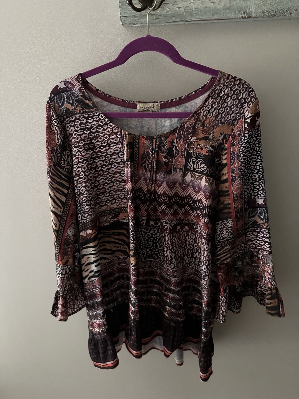 ONE WORLD Multicolor Patchwork Blouse - image 5