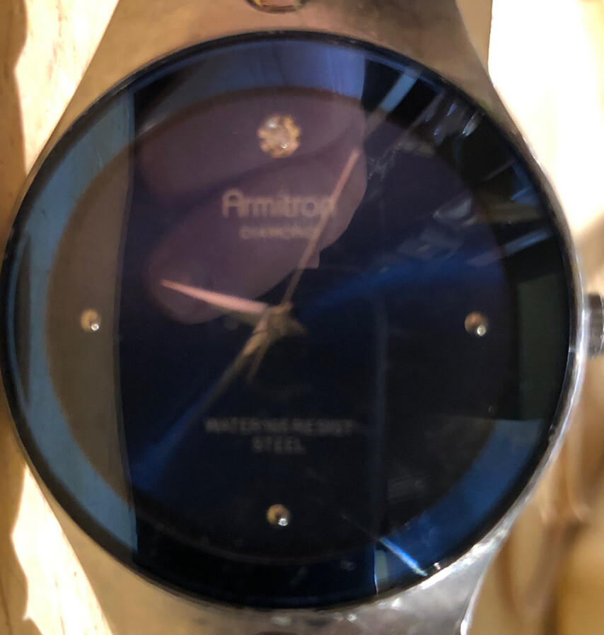 Armitron Quartz Diamond Men Watch ALL Stainless Steel Silver 50m