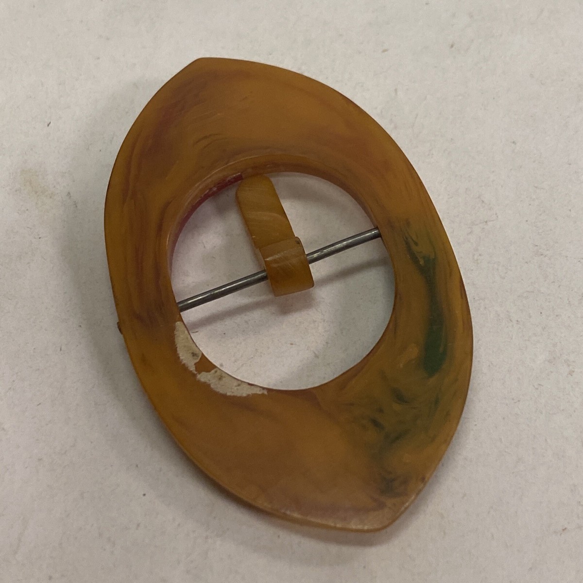 VINTAGE BAKELITE YELLOW BUTTERSCOTCH RED GREEN LAMINATED  display picture 2