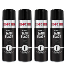 4x Simoniz Satin Black Spray Paint Acrylic Fast Dry Smooth Finish Durable 500ml