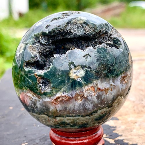 287G Natural Colorful ocean jasperquartz geode crystal sphere ball ...