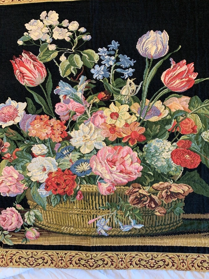 Arte tapiz de pared ramo floral de colección 37" X 53" francés 9077 Foto 2 de 4