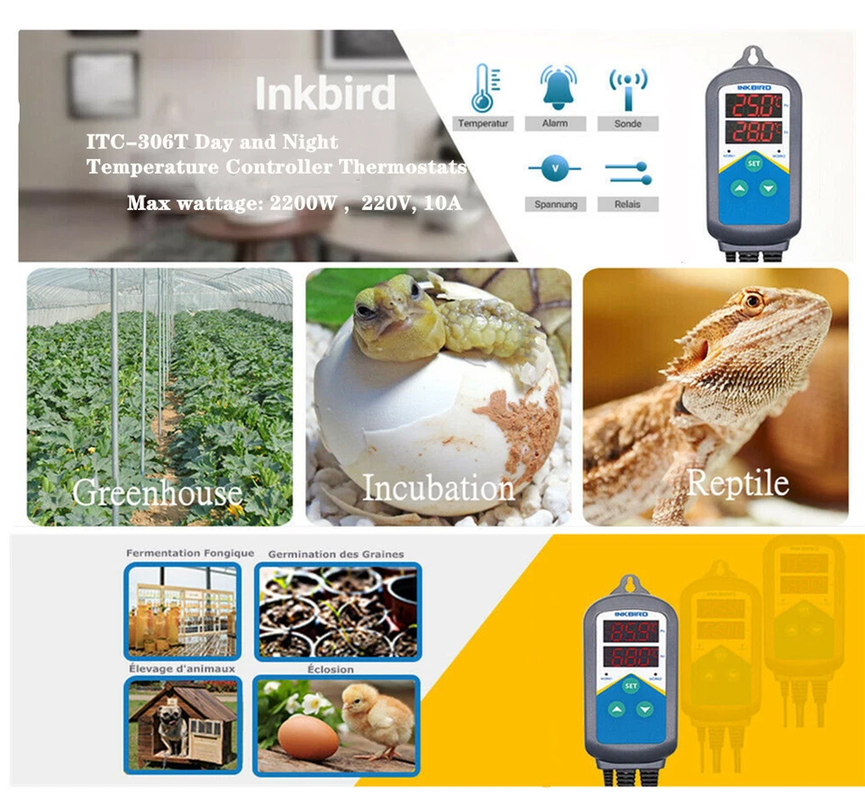 INKBIRD ITC-306 Digital Temperaturregler 230V Heizung Thermostat Sonde Heating - Bild 3 von 4