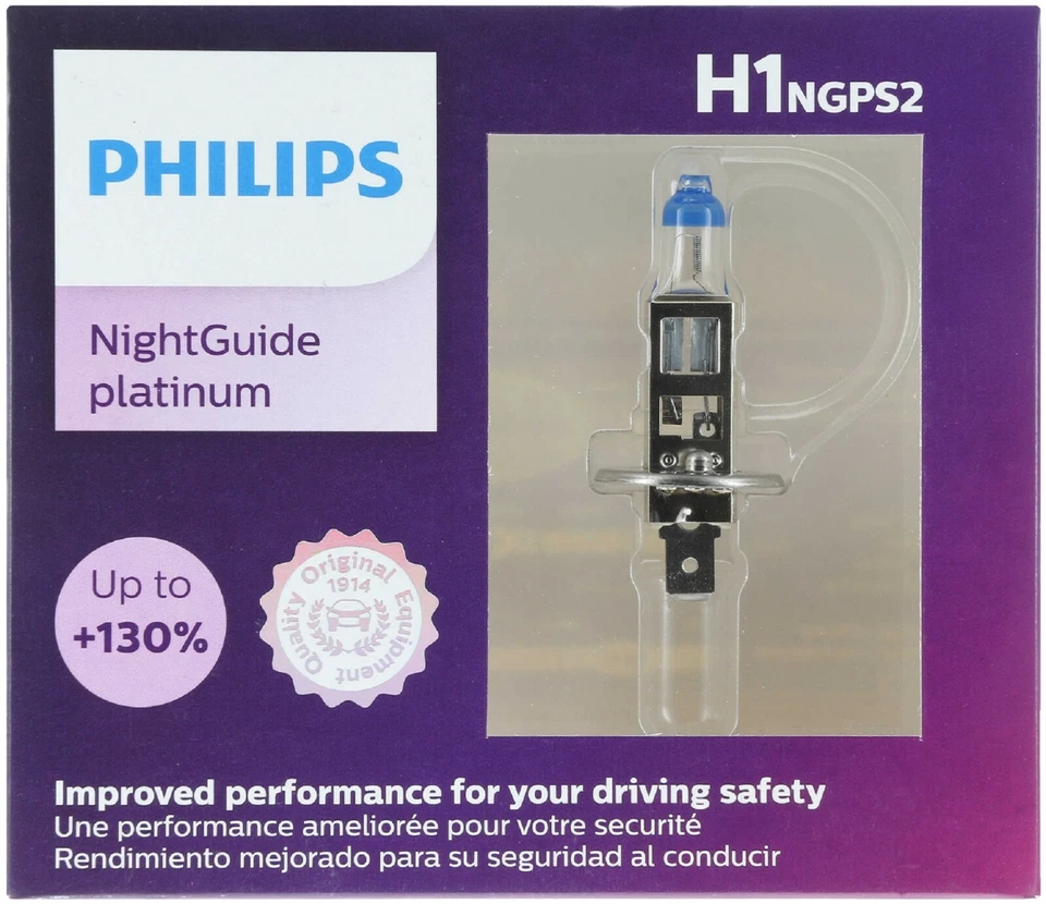 Philips Night Guide Platinum H1 55W Dos Bombillas Luz Antiniebla Repuesto Plug Play OE Foto 2 de 4