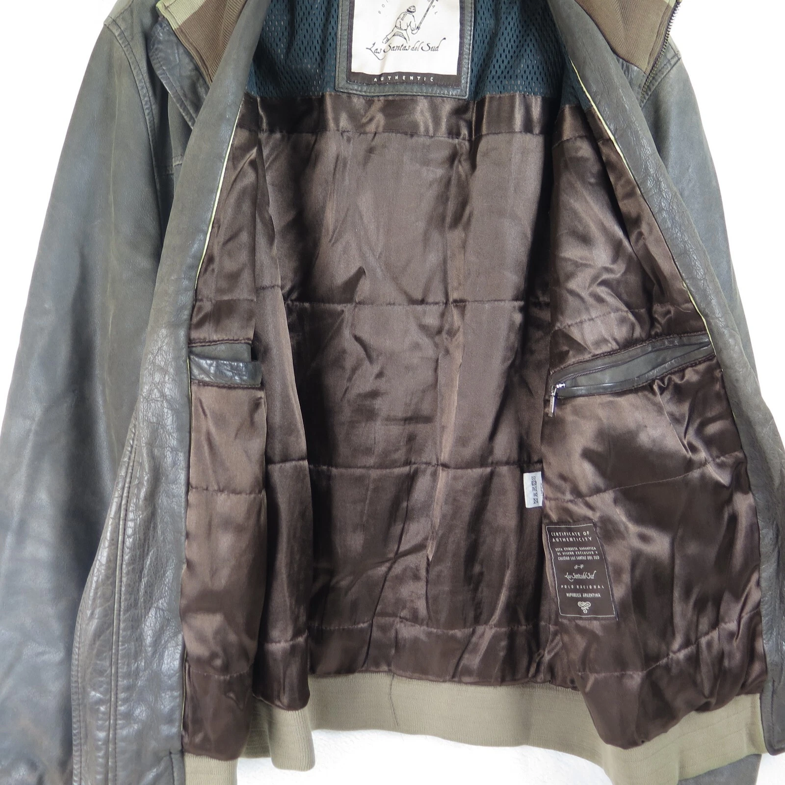 Argentine Leather Jacket Men's sz 52 (US 36) Brown Las Santas del Sur Soft Fine image 3