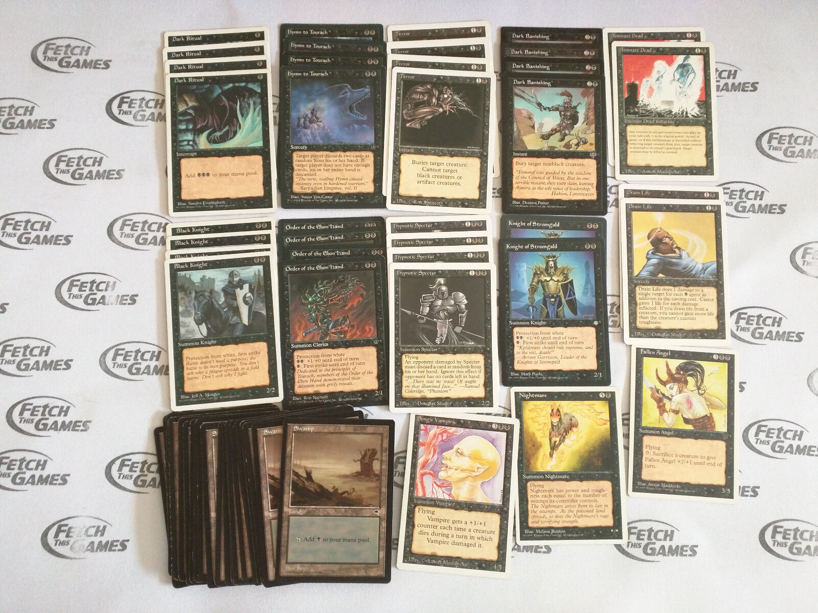 60 Card Deck - MONO BLACK OLD SCHOOL - Ready to Play -Rare cards - Magic MTG  FTG