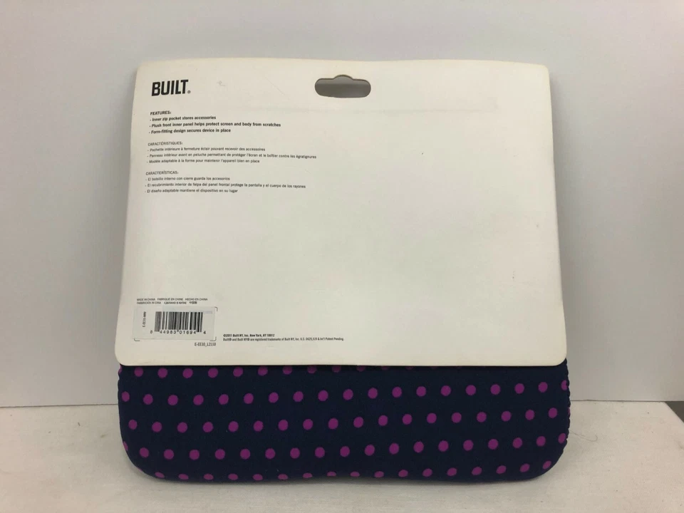 Built Neoprene E-Reader Tablet Envelope 9-10" Purple Polka Dot NEW - Image 3 of 3