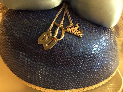 NWT Disney Parks Disneyland 60th Anniversary Disney Minnie Mouse Sequin Ears Hat Disney Minnie Mouse Ears Blue Silver Sequin 60th Diamond  main image 2