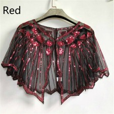 Lady 1920s Bolero Flapper Shawl Wrap Sequin Bead Evening Cape Bride Jacket Tops
