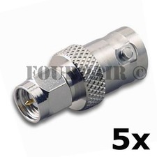 5 Pack - SMA Male Plug to BNC Female RF Coax Antenna Adapter Converter Connector