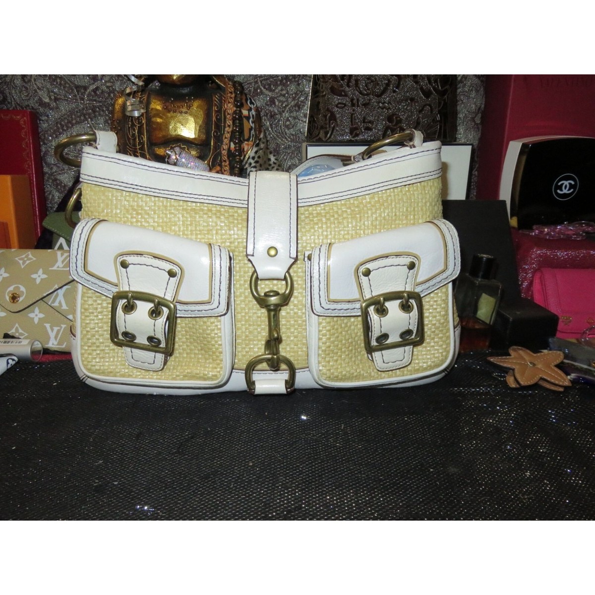 バッグ Vintage Coach Legacy Flap Raffia Bag Vintage Coach Legacy Flap Raffia Bag