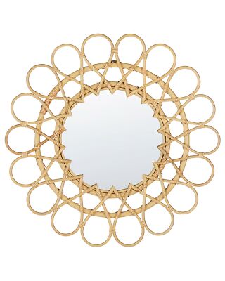 Origineller Wandspiegel natürlich aus Rattan in Sonnenform rund  60 cm Babai