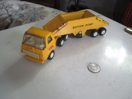 Vintage Tonka Truck 9” Bottom Dump Semi Trailer Truck Pressed Steel Toy