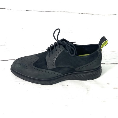 Ecco Shoes Men's 40 US 6 Black ST.1 Hibrid Lite Wingtip Nubuck Oxfords