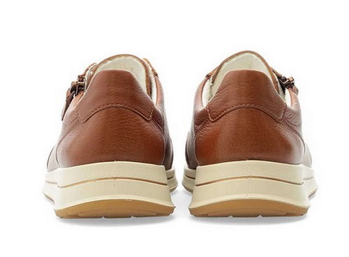 Zapato bajo Ara OSAKA marrón cuero extra ancho zapato con cordones zapatillas cremallera - Imagen 4 de 6