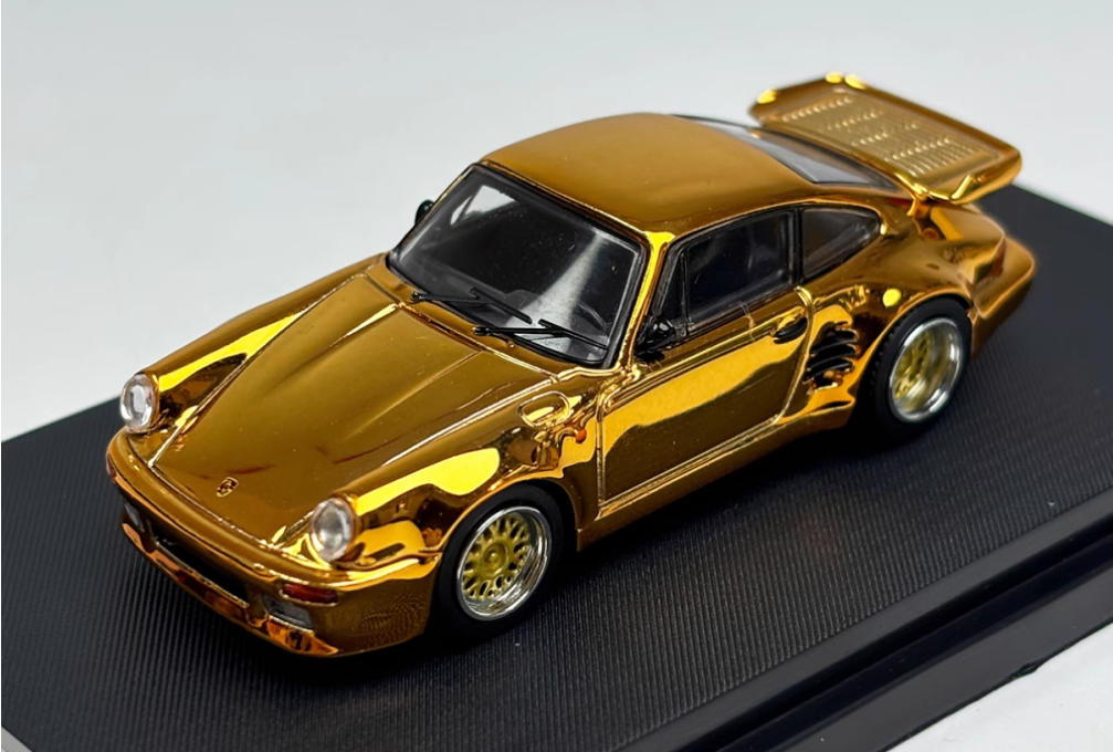 1:64 Porsche 911 930 Blackbird Gold Alloy Diecast Car Model