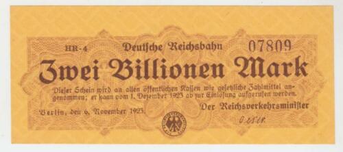 Berlin, Deutsche Reichsbahn 2 Billionen Mark   6. Nov. 1923  kassenfrisch - Picture 1 of 1