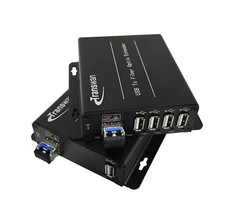 USB 2.0 hub Over Fiber Extender to Max 5 Kilometers SMF Fiber or Max 250 Mete...