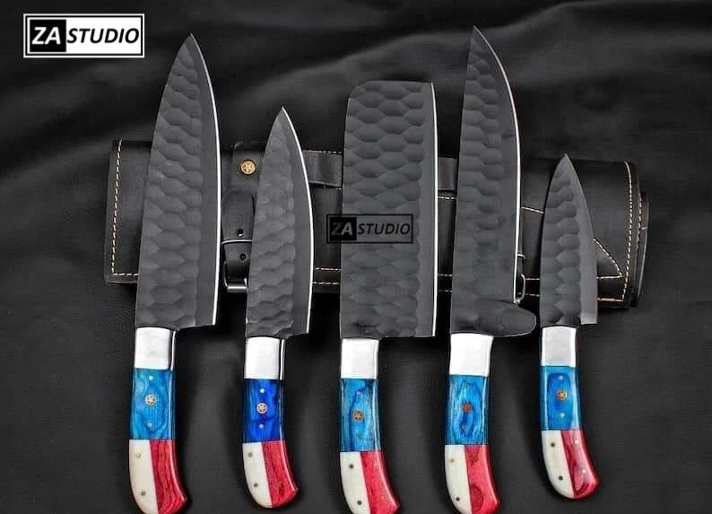 Chef Knife Set Handmade Forged Kitchen Knife Set Processional Cutlery + Sheath
Opens in a new window