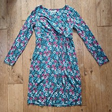 Seasalt Crest Wrap Long Sleeve Dress Blue Pink Floral Bamboo Cotton Jersey • 12