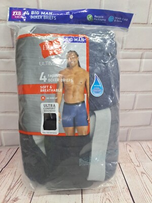 Hanes 2XB Big Man Boxer Briefs Pack Ultimate Cool Comfort Flex