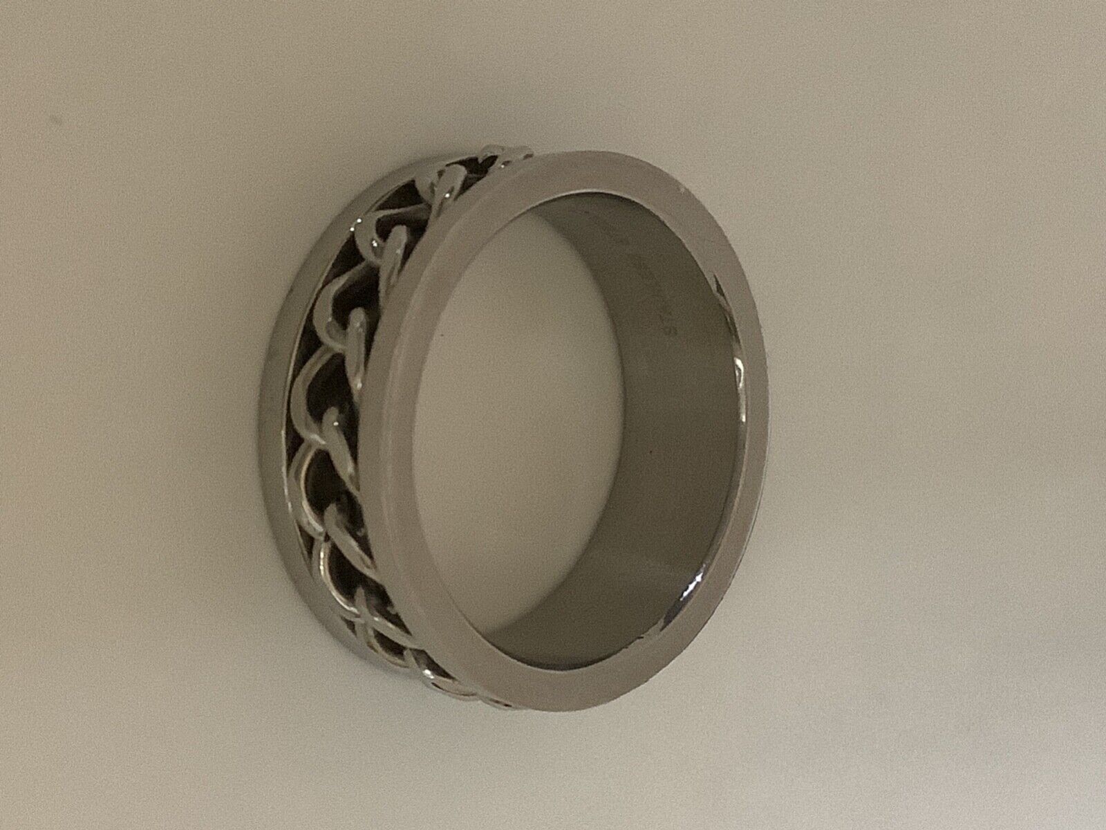 Stainless Steel Band style Ring with chains Size … - image 4
