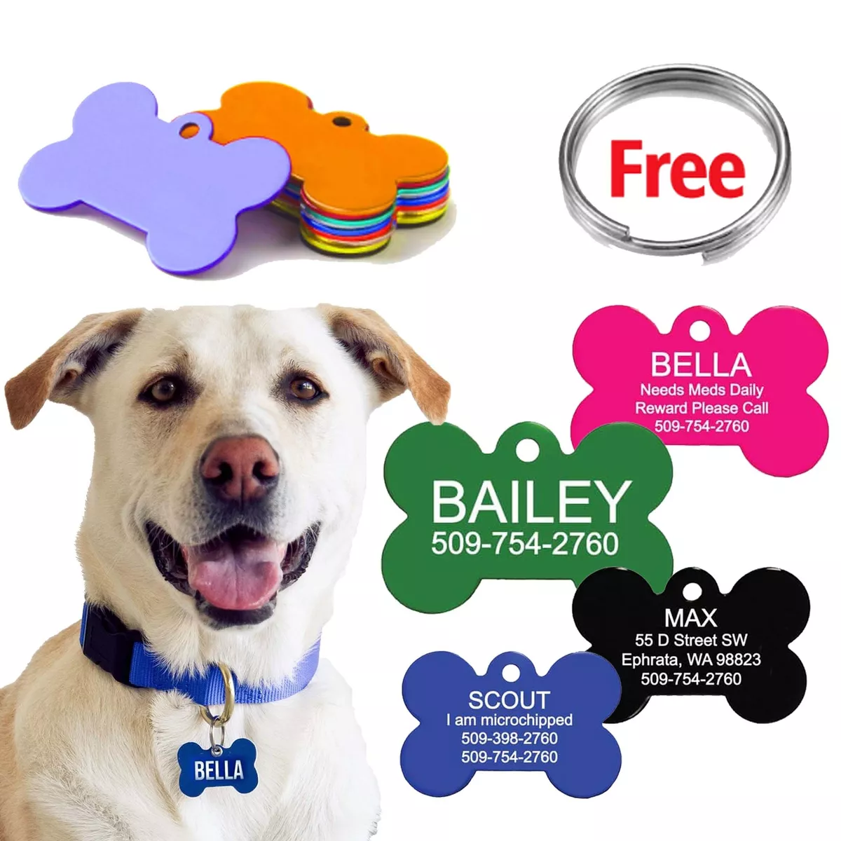 Dog Tag Personalised ID Tags for Dogs Cats Custom Pet Tag Engraved Dog Name Tag