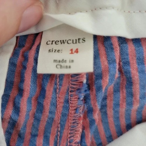Crewcuts Boys Pink and Blue Striped Bermuda Seersucker Shorts Size 14 - Picture 3 of 4