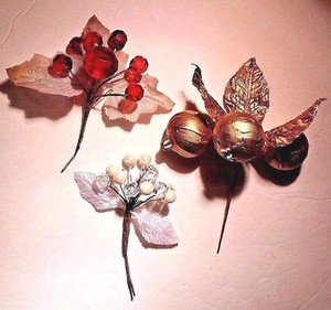 Craft Floral Flower Picks Facet Acrylic & Paper Mache Paper covered Stems Vtg