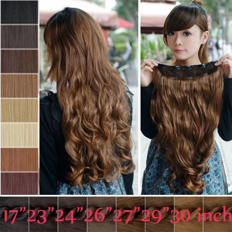 Super Thick 16'' 5 Piece Brushed Out Wave Clip In Hair Extensions in 2023