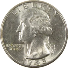 1945 Washington Quarter AU About Uncirculated Silver 25c Coin