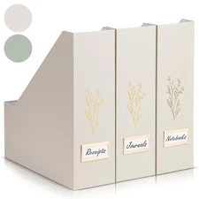 ZICOTO Beautiful Magazine Holder Set Of 3 - Sturdy File to Organize Your Desk