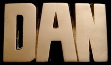 MH14130 NOS VINTAGE 1970s/80s CUT-OUT NAME DAN SOLID BRASS BUCKLE