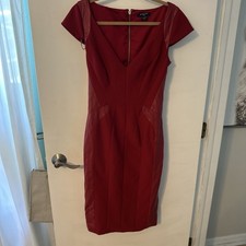 Marciano By Guess Dress Red Raspberry Size 8 Cap Sleeve Exposed Zip Back Sheath