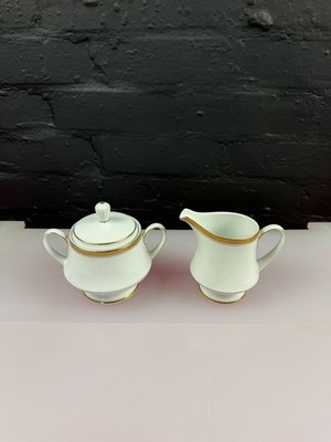 Noritake Windsor 3782 Milch Sahnekännchen 11 cm und Zuckerdose mit Deckel Set