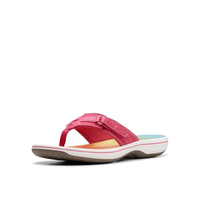 Clarks Women's Breeze Sea FlipFlop, Bright Pink Ombre, 8
