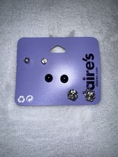 Claire  s Sensitive Solutions Earrings   Black, Rhinestone, Floral Studs Set