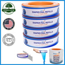 Plastic Diaper Genie Refills, 4-Pack with 13 Gallon Capacity and Odor Control