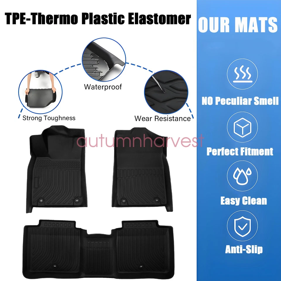 Floor Mats Liner For 2013-2018 Lexus ES350 / ES300h Front-Rear All Weather TPE - Image 3 of 4